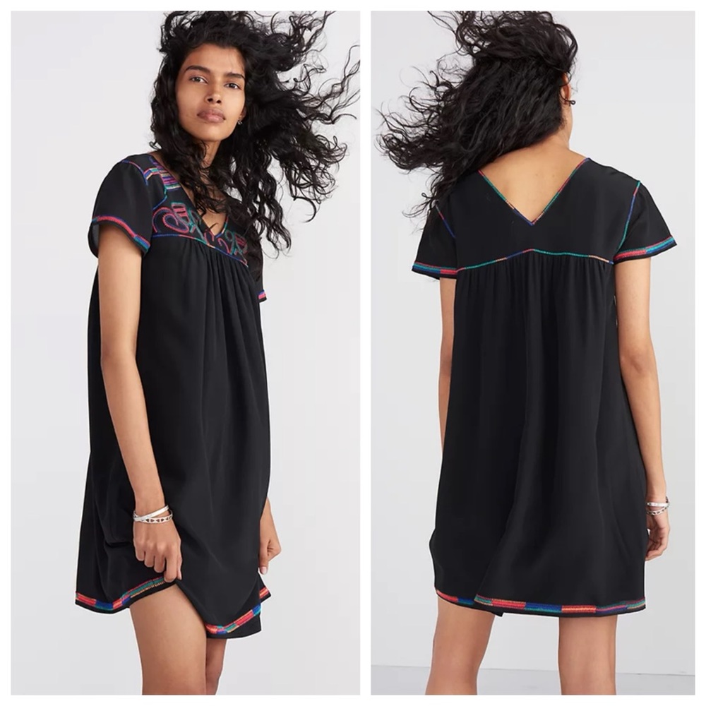 Madewell Embroidered Silk Colorstitch Dress